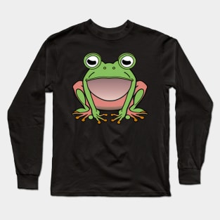 Big Green Cute Frog Cartoon Long Sleeve T-Shirt